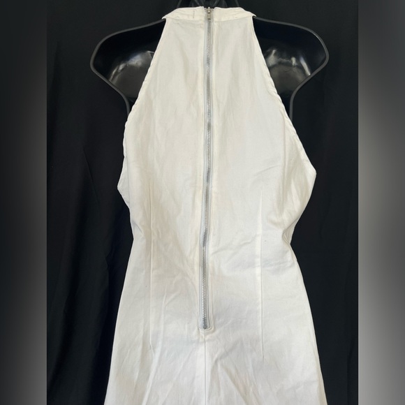 Missguided White halter neck‎ ruched dress size 14 white cotton evening dress - Picture 11 of 12